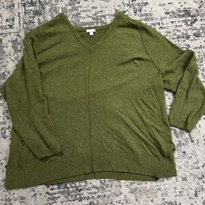 J. Jill Forest Green V-Neck Sweater